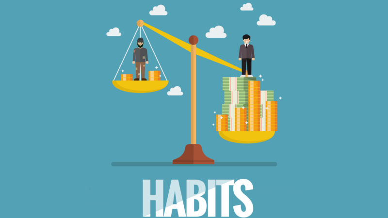 Weight Scale Between Rich Man And Poor Man. Business Metaphor Concept