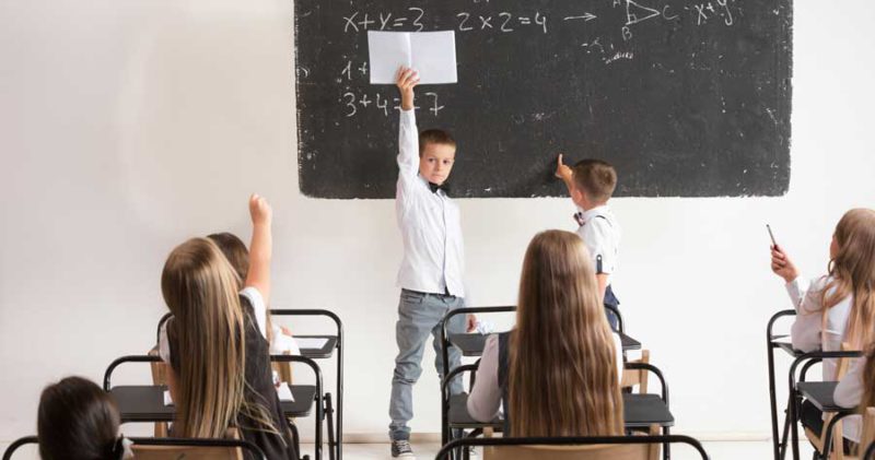 School Children In Classroom At Lesson
